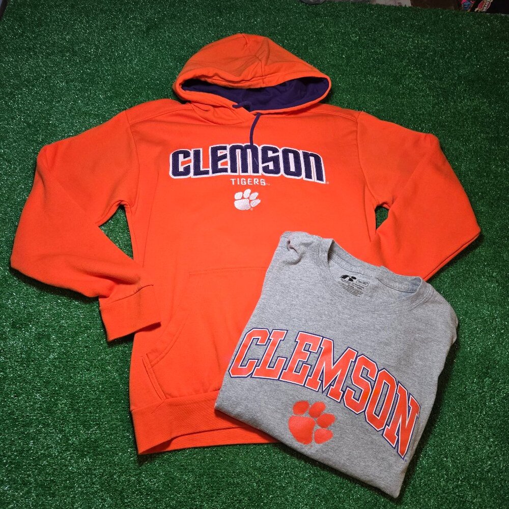 Clemson University Tigers embroidered sweatshirt hoodie Knights Apparel + tshirt